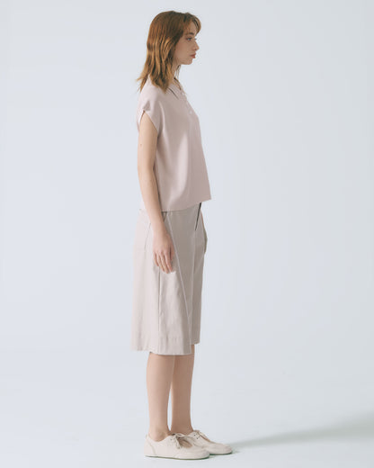 蕾絲切線五分寬褲(淺灰)