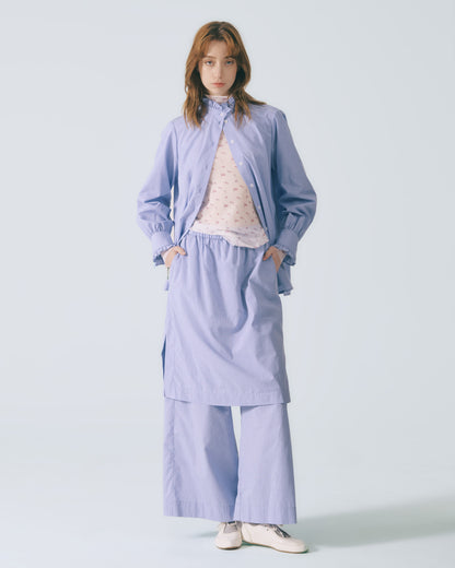 細褶荷葉領條紋襯衫(藍色)