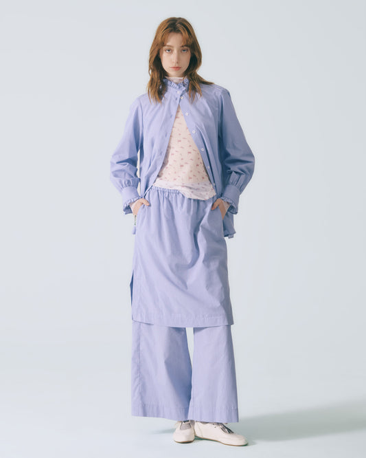 細褶荷葉領條紋襯衫