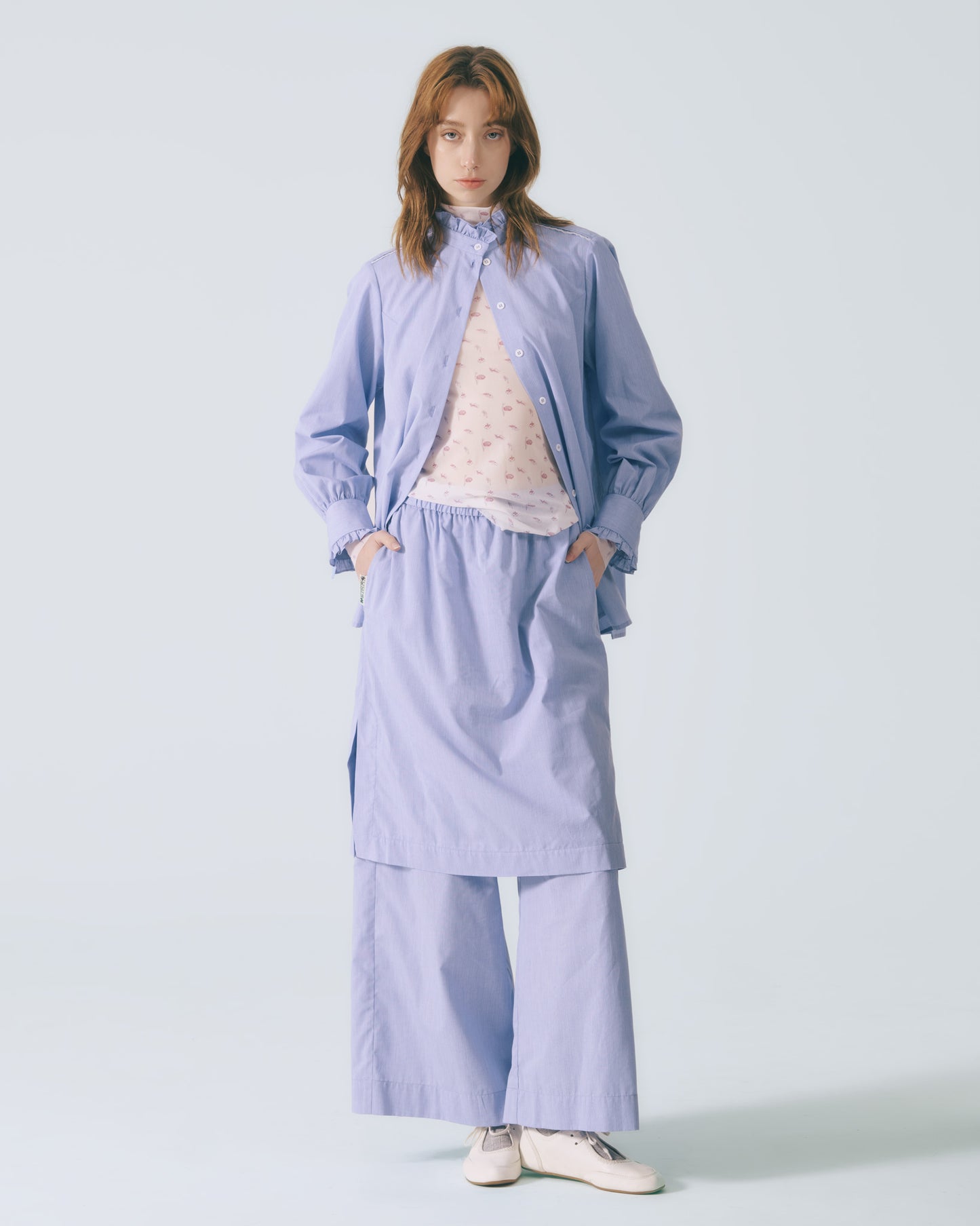 細條裙片直筒褲