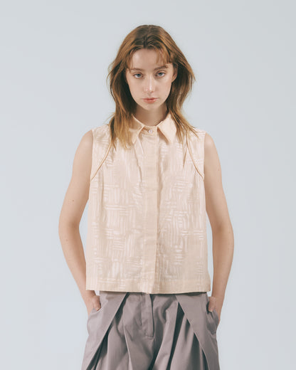 無袖襯衫領背心 (復古黃)