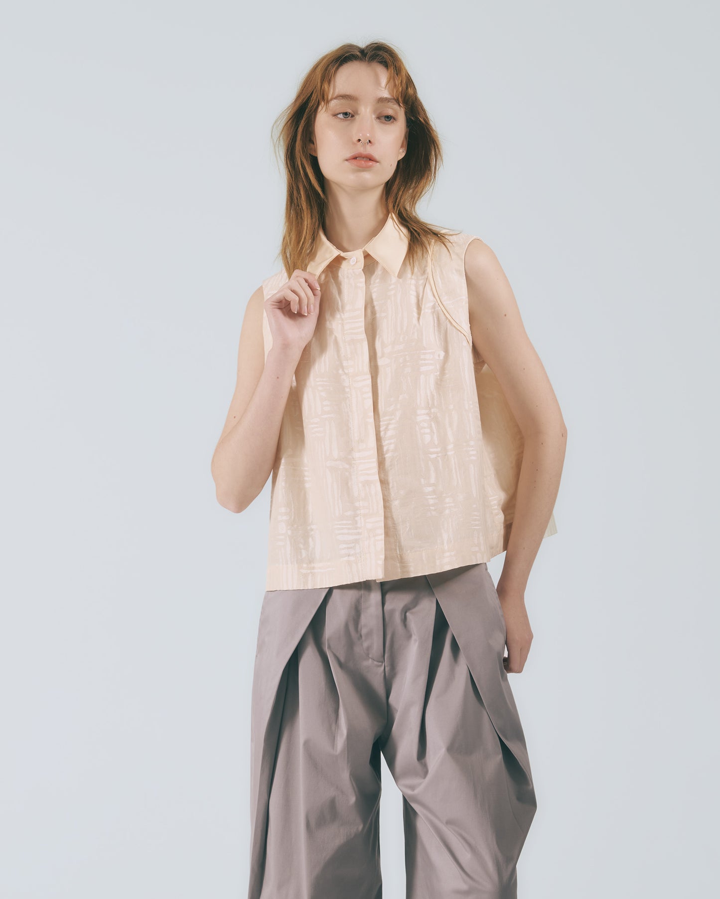 無袖襯衫領背心 (復古黃)