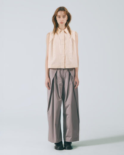 立體摺襉長寬褲(深灰)