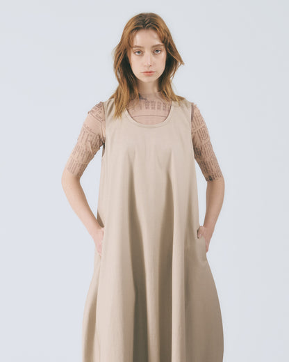 立體廓型無袖長洋裝 (卡其)