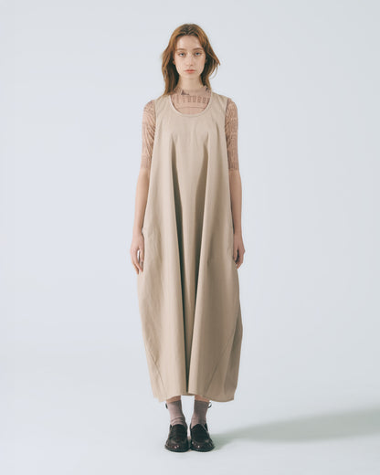 立體廓型無袖長洋裝 (卡其)