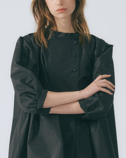 立領五分澎袖上衣 (黑色)