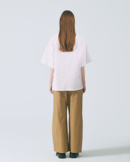 立開領寬袖上衣(白色)