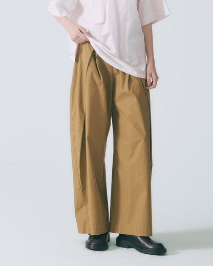 立體摺襉長寬褲(卡其)