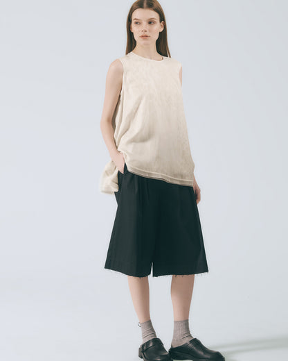 寬擺圓領無袖上衣 (粉豹)