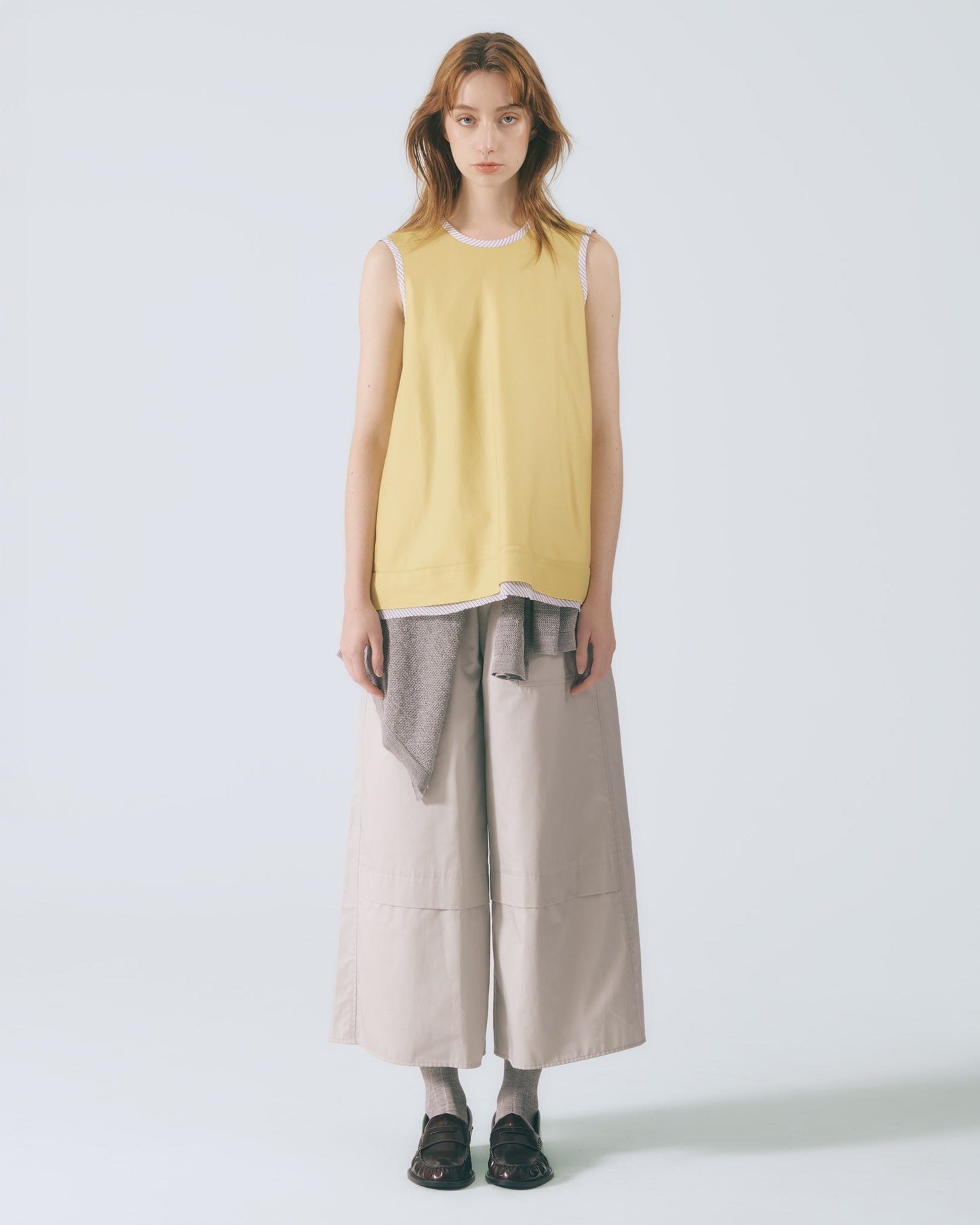 解構拼接無袖上衣 (亮黃)