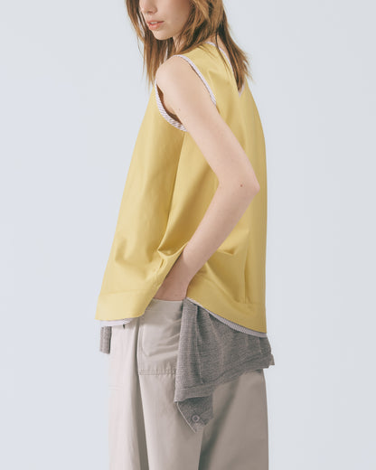 解構拼接無袖上衣 (亮黃)
