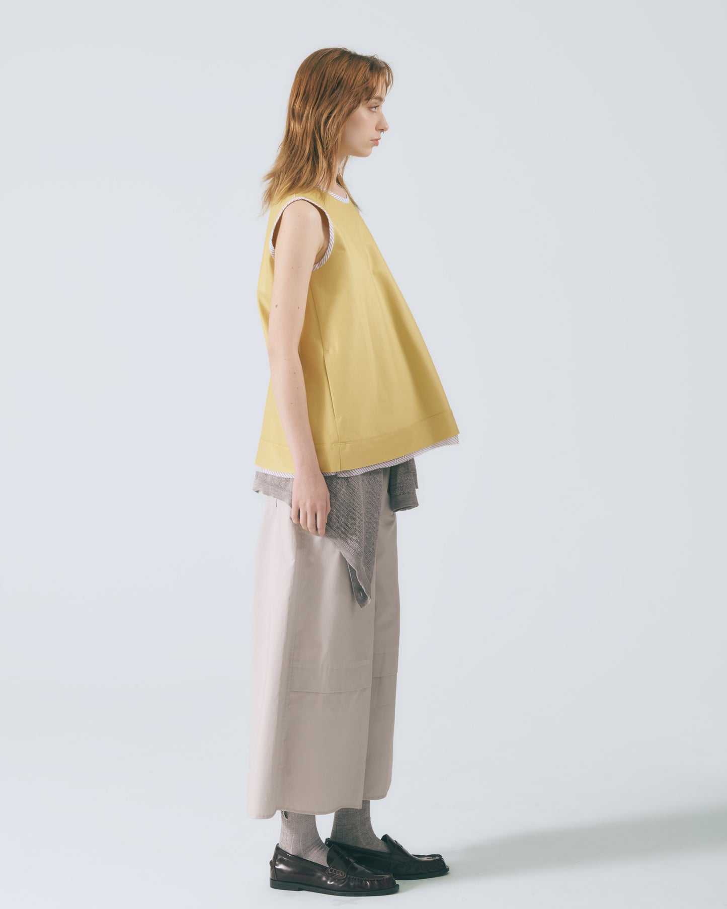 解構拼接無袖上衣 (亮黃)