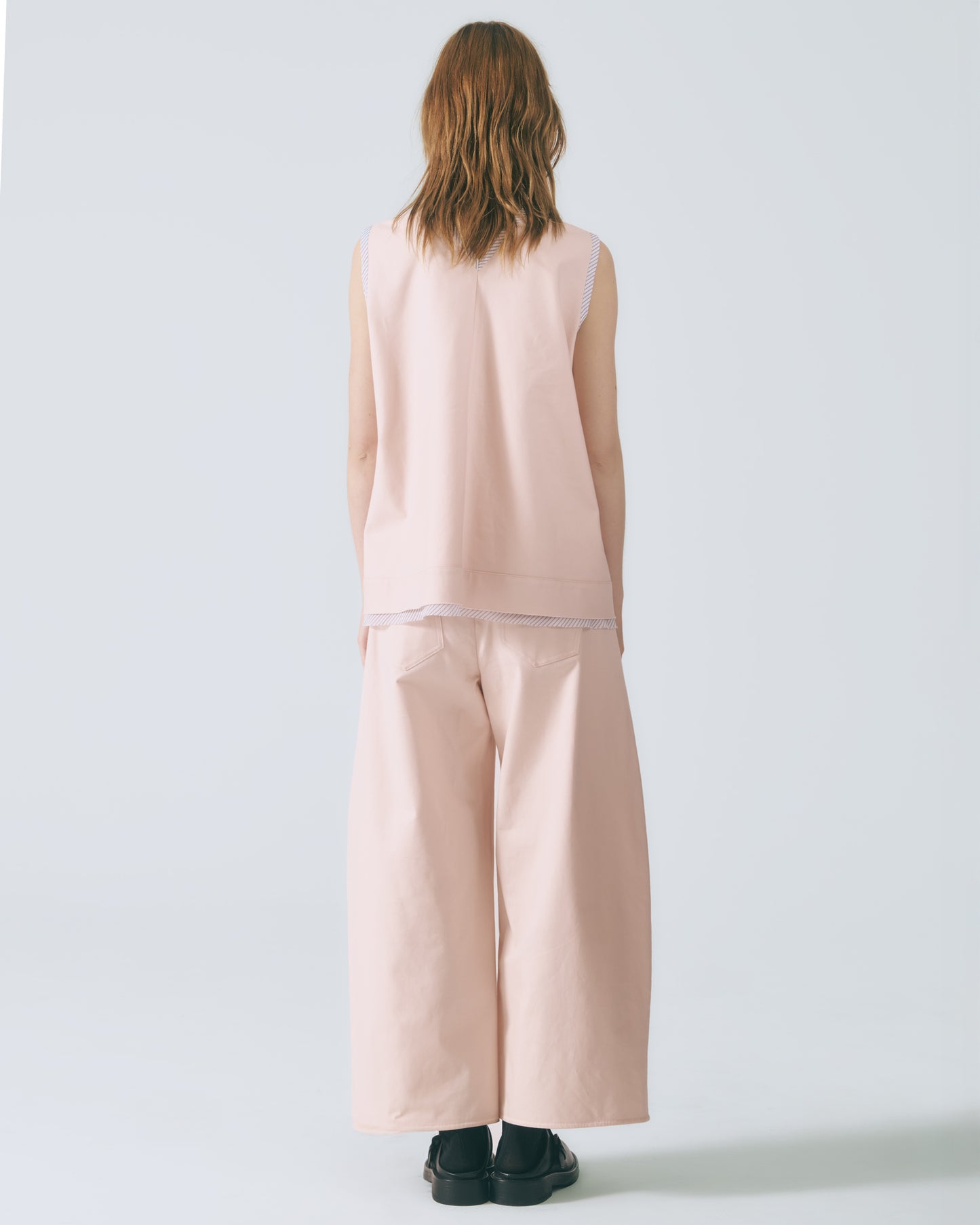 解構拼接無袖上衣 (淺粉)