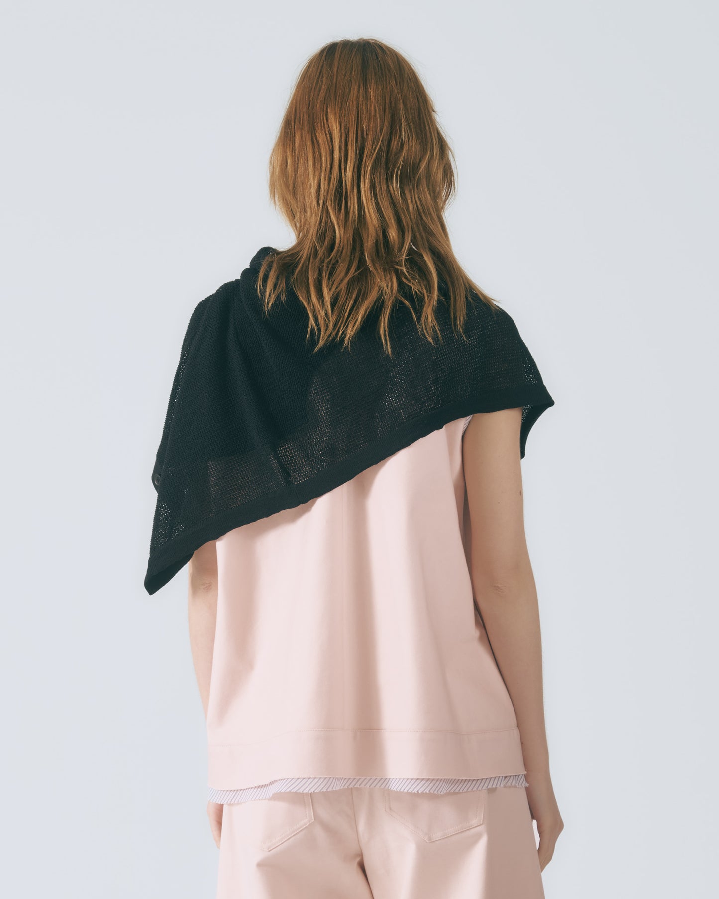 解構拼接無袖上衣 (淺粉)