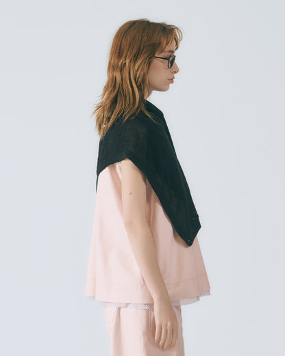 解構拼接無袖上衣 (淺粉)