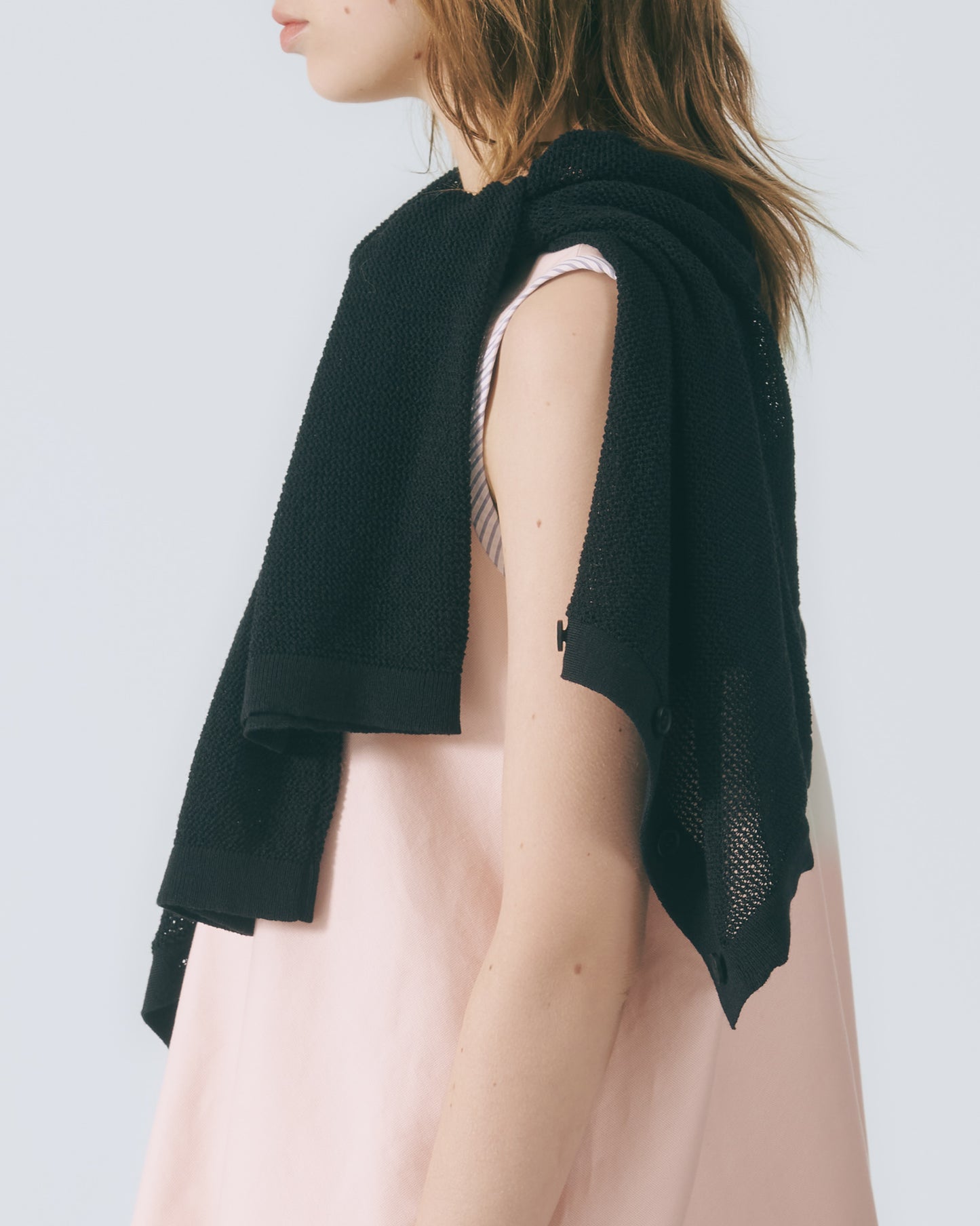 解構拼接無袖上衣 (淺粉)