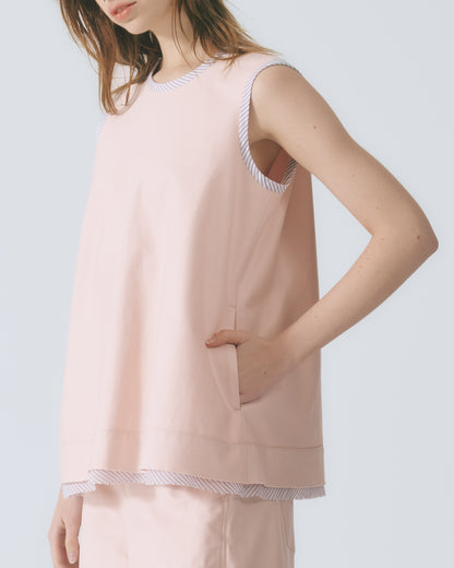 解構拼接無袖上衣 (淺粉)