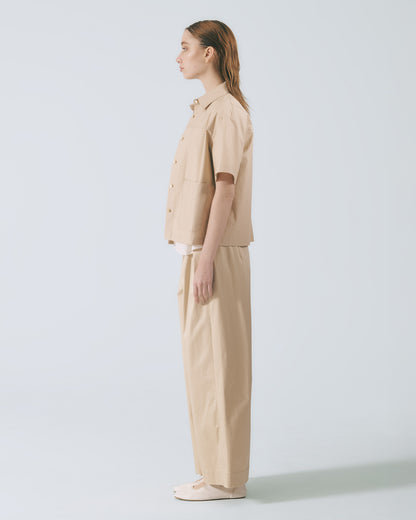 工裝貼袋短袖襯衫 (杏色)