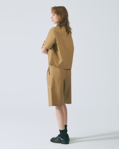 A字活褶五分褲 (棕色)