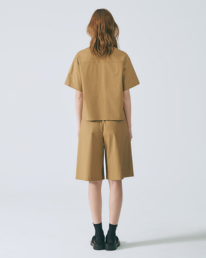 A字活褶五分褲 (棕色)