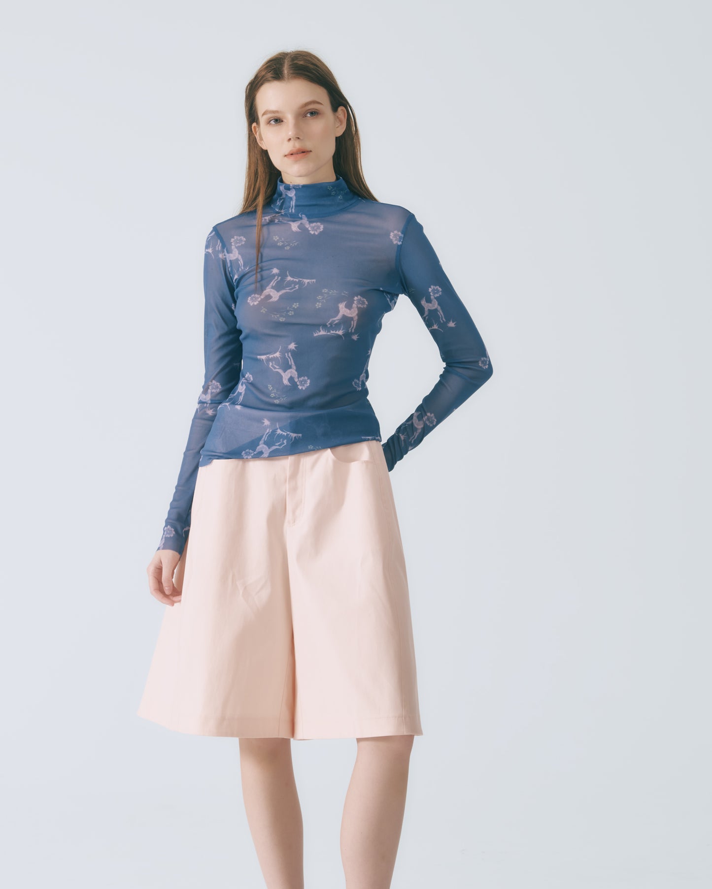 立體剪裁寬擺短褲 (粉色)