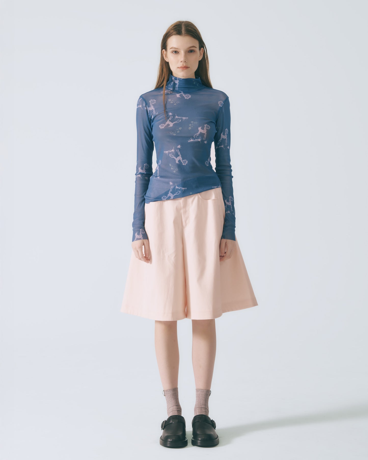 立體剪裁寬擺短褲 (粉色)