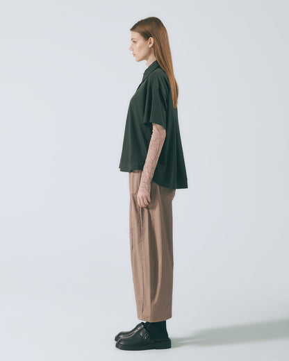 人字壓線短版襯衫(深綠)