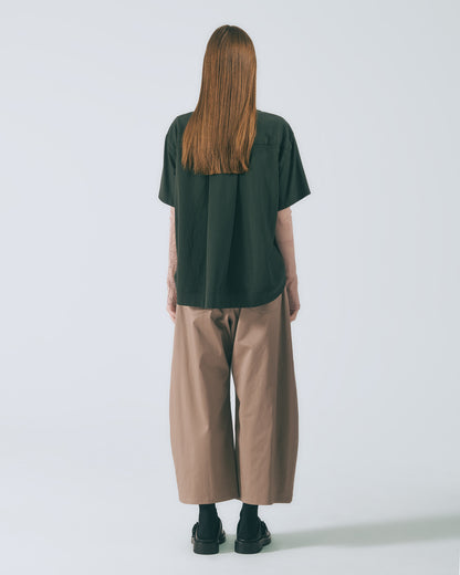 波浪蕾絲剪接錐形褲(深棕)