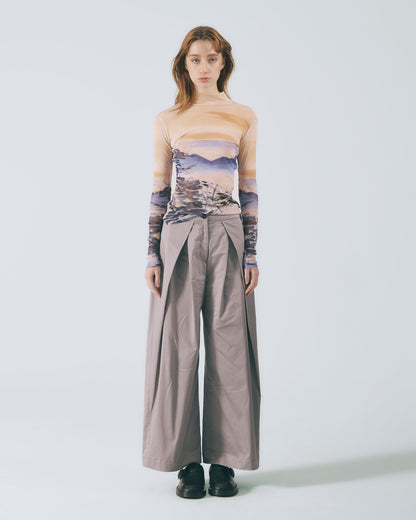 立體摺襉長寬褲(深灰)