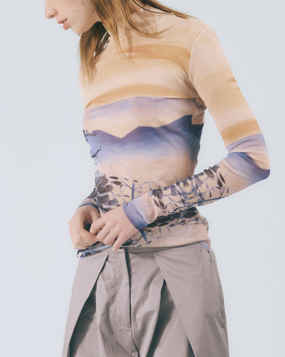 立體摺襉長寬褲(深灰)