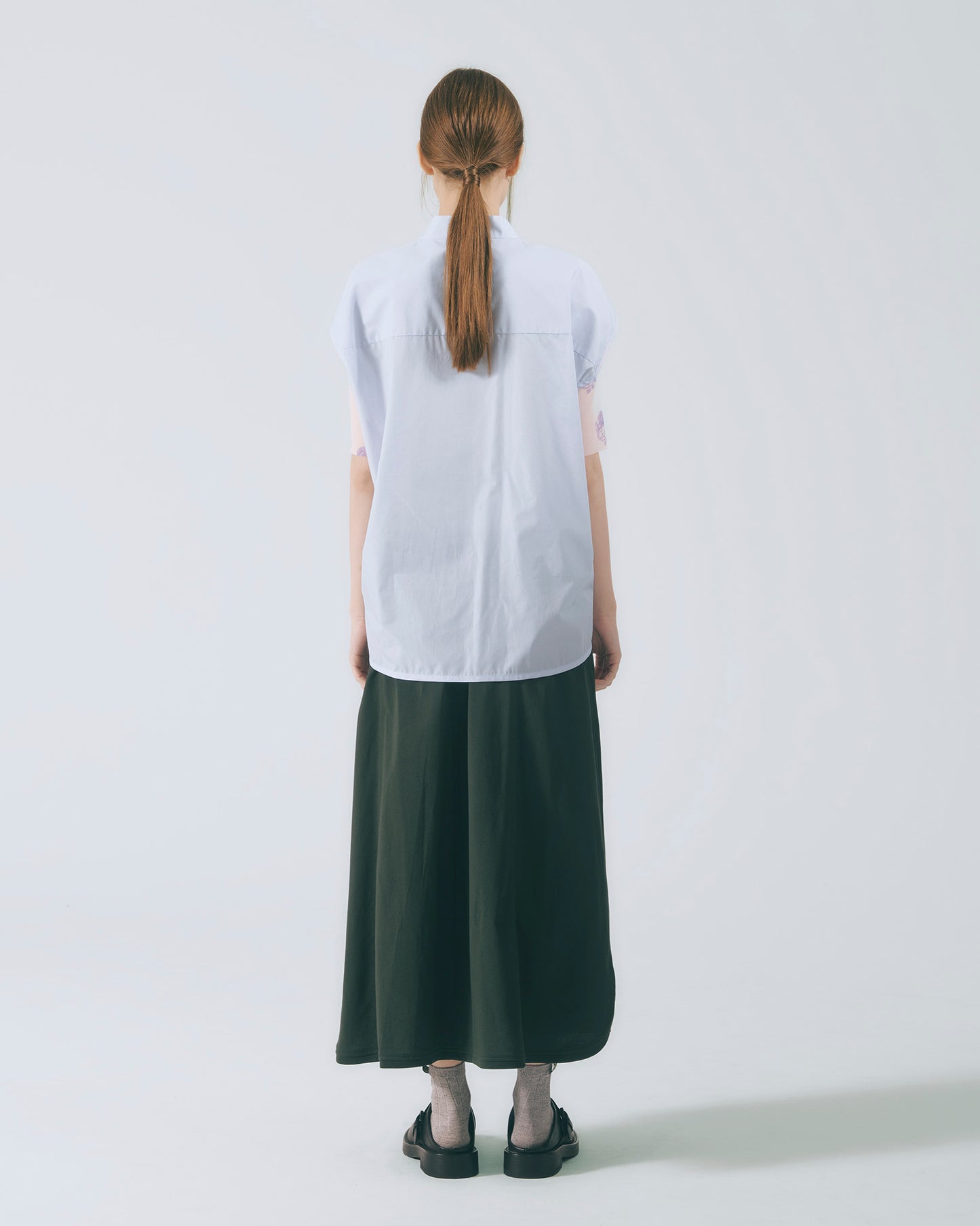 人字壓線A字長裙 (深綠)