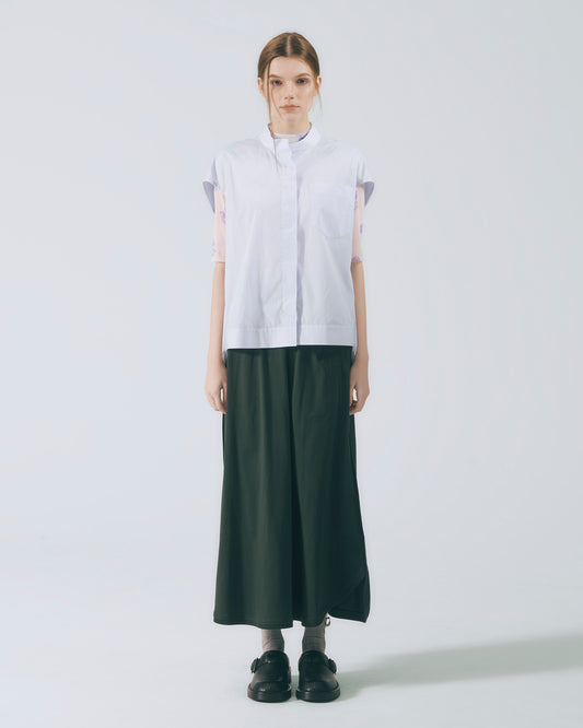 人字壓線A字長裙 (深綠)