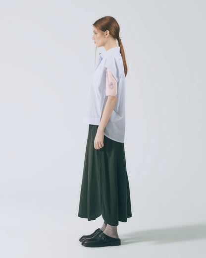 人字壓線A字長裙 (深綠)