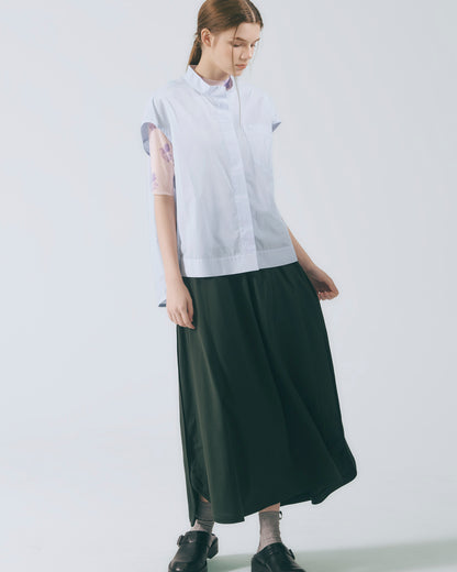 人字壓線A字長裙 (深綠)