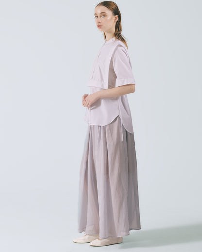 細條紋鬆緊寬擺長褲 (藍白條)