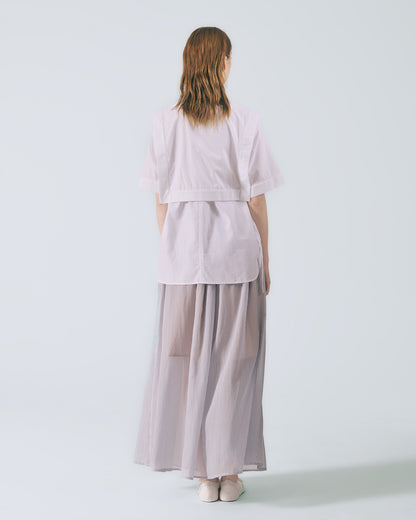 細條紋鬆緊寬擺長褲 (藍白條)