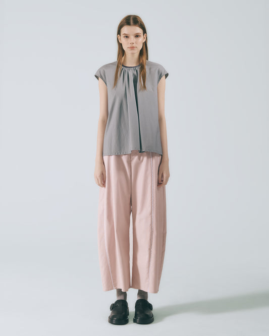 波浪蕾絲剪接錐形褲(粉色)