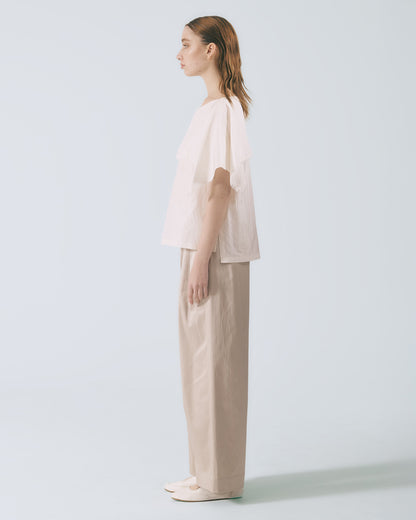 多摺高腰長寬褲 (淺灰)