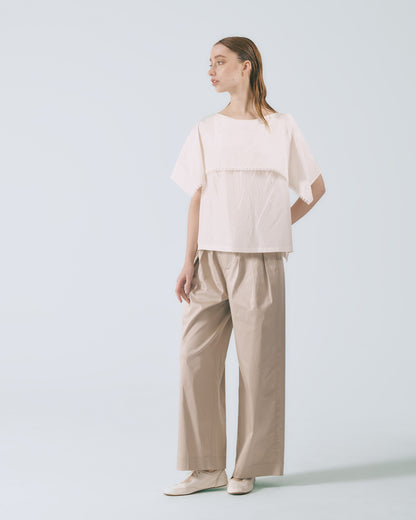 多摺高腰長寬褲 (淺灰)