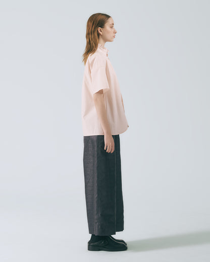 荷葉領弧形開襟上衣 (淺粉)