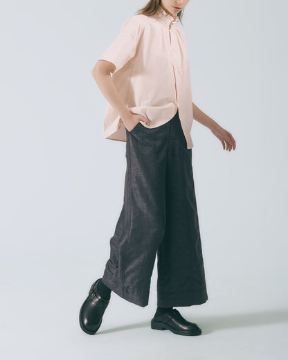 荷葉領弧形開襟上衣 (淺粉)