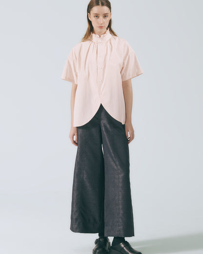 荷葉領弧形開襟上衣 (淺粉)