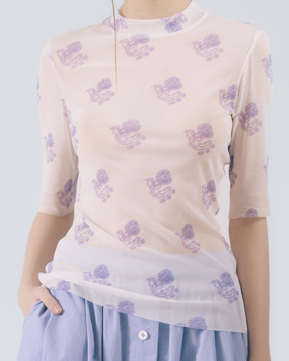 手繪圖稿刺青衣 (白紫花)