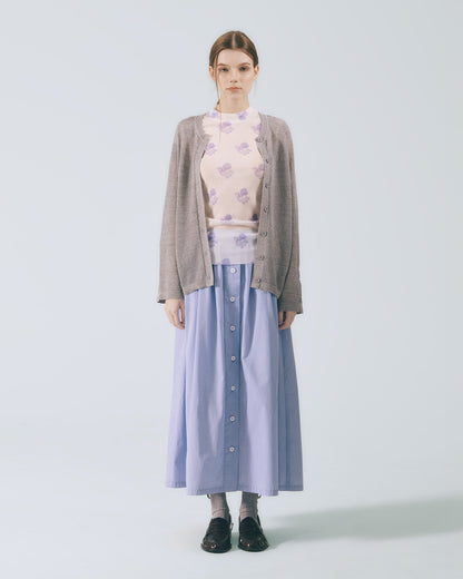 圓領羅紋針織外套 (淺灰)