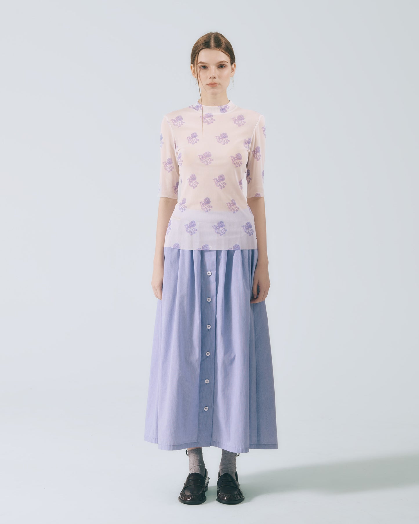 手繪圖稿刺青衣 (白紫花)