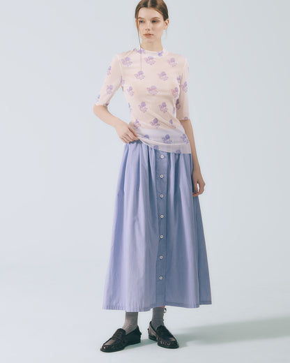 手繪圖稿刺青衣 (白紫花)