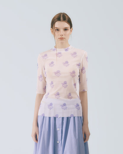 手繪圖稿刺青衣 (白紫花)