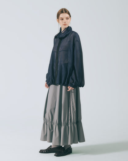 雙立領透紗外套 (深藍)