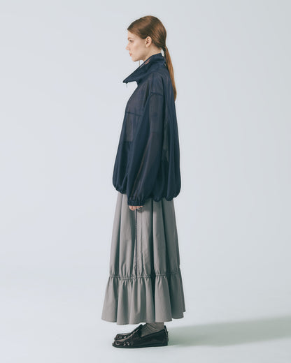 雙立領透紗外套 (深藍)