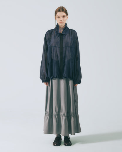 雙立領透紗外套 (深藍)